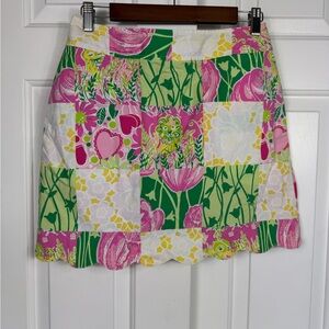 Vintage Lilly Pulitzer Skort Sz 4 Floral‎ Patchwork Whimsy Preppy Colorful